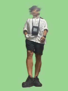 「STUSSY（ステューシー）のSTUSSY × NIKE AIR FORCE 1 LOW "TRIPLE BLACK"（スニーカー、ブラック系）」を使った、メガネさん（メンズ・171cm）の夏コーディネート