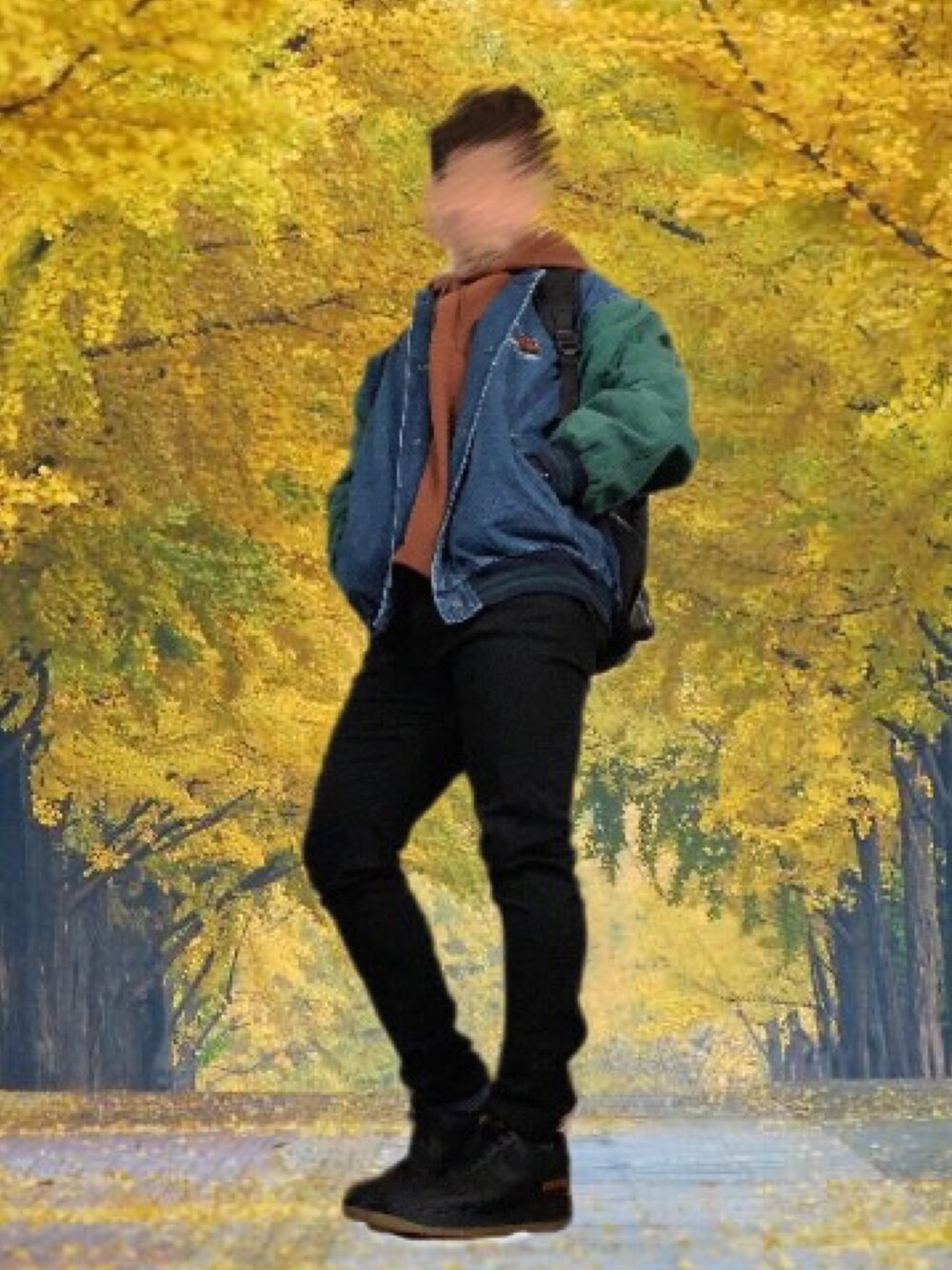 「秋のコーデ、大学生コーデ」｜「NIKEのNIKE AIR FORCE 1 GORE-TEX BRIGHT CERAMIC（スニーカー、ブラック系）」を使った、メガネさん（メンズ・168cm）の秋コーディネートの1枚目の写真
