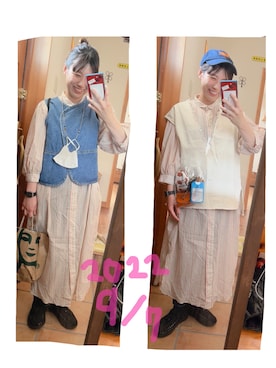 「ベストコーデ」｜「アイテム（シャツワンピース）」を使った、こがさん（レディース・152cm）の秋コーディネート