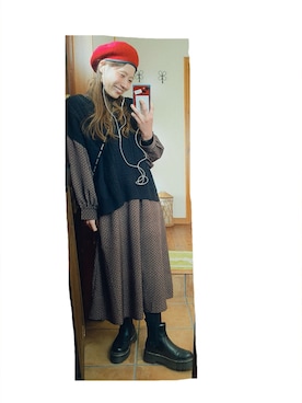 「ベレー帽女子」｜こがさん（レディース・152cm）の冬コーディネート