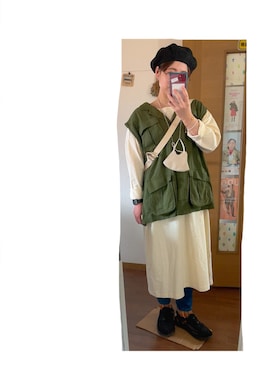 「ベレー帽女子」｜こがさん（レディース・152cm）の春コーディネート