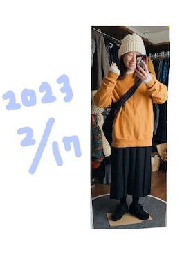 「ほめられ本命コーデ」｜「アイテム（モカシン/デッキシューズ）」を使った、こがさん（レディース・152cm）の冬コーディネート