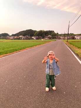 「真夏のアクティブスタイル」｜「アイテム（ニットキャップ/ビーニー）」を使った、ritodanさん（キッズ・90cm）の夏コーディネート
