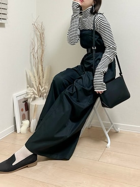 「タートルネック」｜「アイテム（チノパンツ）」を使った、だぶるさん（レディース・160cm）の冬コーディネート
