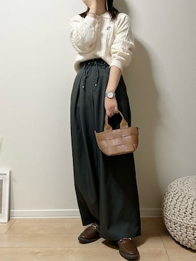 「アイテム（ローファー）」を使った、だぶるさん（レディース・160cm）の秋コーディネート