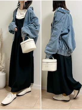「カラーソックス」｜「アイテム（ブルゾン）」を使った、だぶるさん（レディース・160cm）の冬コーディネート