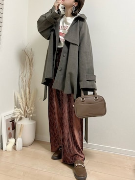 「tiptop」｜「アイテム（トレンチコート）」を使った、だぶるさん（レディース・160cm）の秋コーディネート