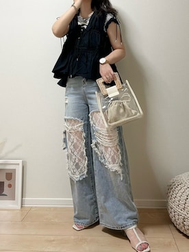 「ANGIE（アンジー）のアイテム（シューズ）」を使った、だぶるさん（レディース・160cm）の夏コーディネート