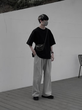 「remer（リメール）のアイテム（パンツ）」を使った、Ryuさん（メンズ・180cm）の春コーディネート