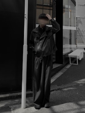 「アイテム（ライダースジャケット）」を使った、Ryuさん（メンズ・180cm）の秋コーディネート
