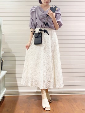 「Maison de FLEUR（メゾンドフルール）のアイテム（スマホケース/カバー）」を使った、sayaさん（レディース・151cm）の夏コーディネート