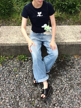 「courreges（クレージュ）のアイテム」を使った、𝙝𝙖𝙧𝙪𝙠𝙖さん（レディース・169cm）の夏コーディネート