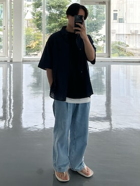 「muleboy（ミュールボーイ）のアイテム（シューズ）」を使った、gen.さん（メンズ・162cm）の夏コーディネート