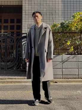 AURALEEのチェスターコート（グレー系）を使った人気ファッション