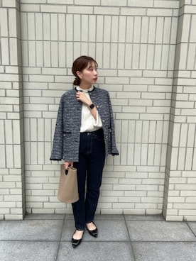 「Te chichi CLASSIC（テチチクラシック）のアイテム（ノーカラージャケット）」を使った、ayakaさん（レディース・156cm）の秋コーディネート