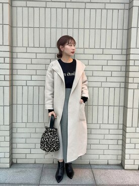 「テチチ(Te chichi)」｜「アイテム（ノーカラーコート）」を使った、ayakaさん（レディース・156cm）の秋コーディネート