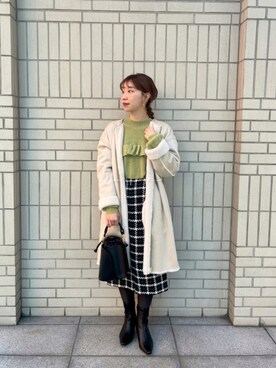 「テチチ(Te chichi)」｜「アイテム（ノーカラーコート）」を使った、ayakaさん（レディース・156cm）の秋コーディネート