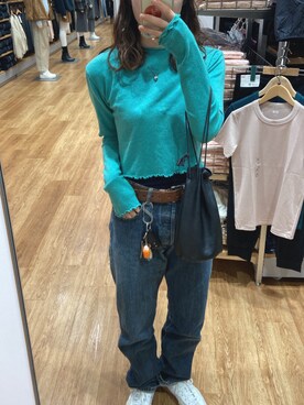 「usedのアイテム（デニムパンツ、ブルー系）」を使った、rumiさん（レディース・160cm）の秋コーディネート