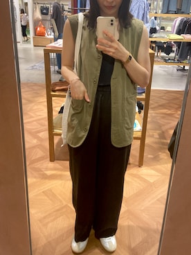 「Kastane（カスタネ）のアイテム（ベスト、グリーン系）」を使った、rumiさん（レディース・160cm）の夏コーディネート