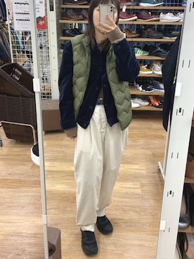 「UNIQLO（ユニクロ）のアイテム（ジャケット/アウター、ブルー系）」を使った、rumiさん（レディース・160cm）の冬コーディネート