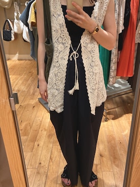 「BIRKENSTOCK（ビルケンシュトック）のアイテム（サンダル、ブラック系）」を使った、rumiさん（レディース・160cm）の夏コーディネート