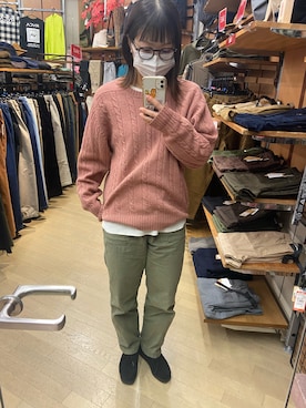 「SLOBE IENA（スローブイエナ）のアイテム（カーゴパンツ、グリーン系）」を使った、rumiさん（レディース・160cm）の冬コーディネート