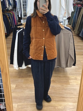 「GU（ジーユー）のアイテム（スラックス、ブルー系）」を使った、rumiさん（レディース・160cm）の秋コーディネート