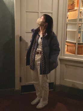 「BEAMS LIGHTS（ビームスライツ）のBEAMS LIGHTS / アライド ボリュームショートダウンブルゾン（ダウンジャケット/コート、ブルー系）」を使った、rumiさん（レディース・160cm）の冬コーディネート