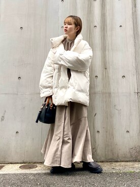 「kbf_ootd」｜「アイテム（ダウンジャケット/コート）」を使った、serikaさん（レディース・153cm）の冬コーディネート