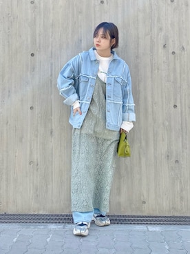 「kbf_ootd」｜「アイテム（デニムジャケット）」を使った、serikaさん（レディース・153cm）の春コーディネート