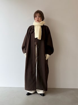 「アイテム（ステンカラーコート）」を使った、serikaさん（レディース・153cm）の秋コーディネート