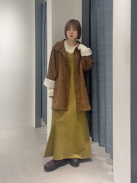 「アイテム（カバーオール）」を使った、serikaさん（レディース・153cm）の秋コーディネート