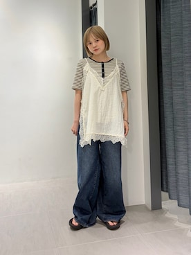 「KBF（ケイビーエフ）のアイテム（パンツ）」を使った、serikaさん（レディース・153cm）の夏コーディネート