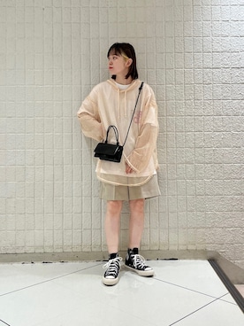 「アイテム（その他トップス、ホワイト系）」を使った、serikaさん（レディース・153cm）の春コーディネート