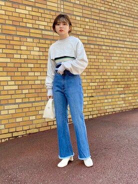 「kbf_ootd」｜「アイテム（スウェット）」を使った、serikaさん（レディース・153cm）の冬コーディネート