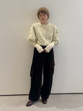 「アイテム（ニットキャップ/ビーニー）」を使った、serikaさん（レディース・153cm）の秋コーディネート