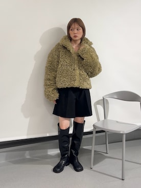 「KBF（ケイビーエフ）のフォルムボアジャケット（その他アウター）」を使った、serikaさん（レディース・153cm）の秋コーディネート