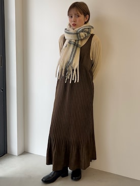 「アイテム（ワンピース）」を使った、serikaさん（レディース・153cm）の秋コーディネート