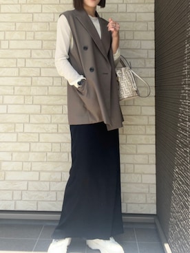 「ジレ」｜「アイテム（ブルゾン）」を使った、clo____22さん（レディース・163cm）の春コーディネート