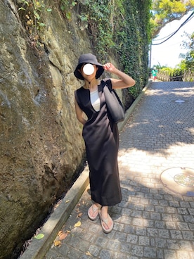 「DISCOAT（ディスコート）のアイテム（帽子）」を使った、minさん（レディース・156cm）の夏コーディネート