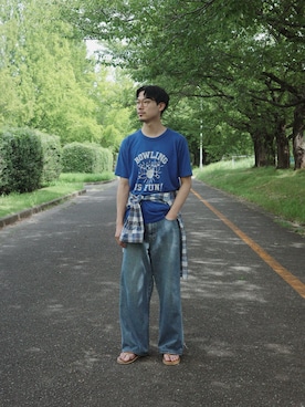 「ISLAND SLIPPER（アイランドスリッパ）のアイテム（サンダル）」を使った、ｽｽﾞｷさん（メンズ・171cm）の夏コーディネート