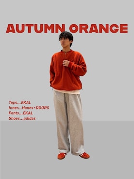 「アイテム（スウェットパンツ）」を使った、Imuさん（メンズ・177cm・20代）の秋コーディネート