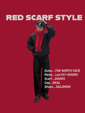 「アイテム（ストール/ショール）」を使った、Imuさん（メンズ・177cm）の冬コーディネート