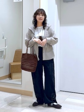 「LEPSIM（レプシィム）のアソート巾着ネックレス　612467（ネックレス、ブラウン系）」を使った、nonさんの春コーディネート