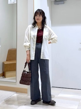 「GLOBAL WORK（グローバルワーク）のスッキリイージーパンツ/629832（その他パンツ、グレー系）」を使った、nonさんの夏コーディネート