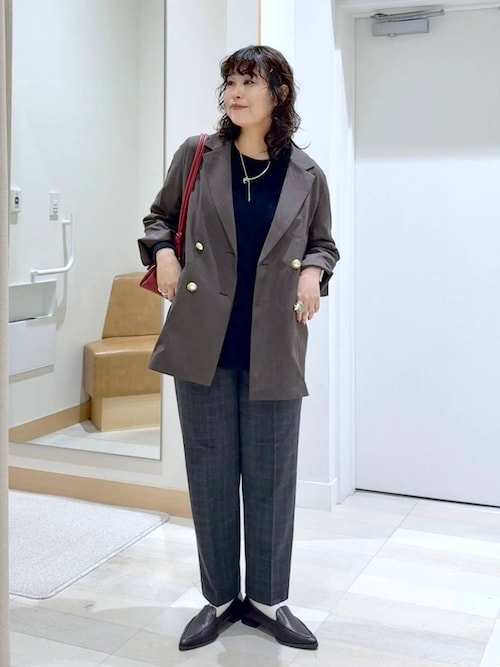 4日処分GLOBAL WORK お手入れラクラク/ダブルジャケット、ワイドパンツ GLOBAL WORK（グローバルワーク） パンツ お手入れラクラク