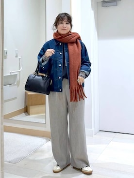「アイテム（デニムジャケット）」を使った、nonさん（レディース・166cm・40代）の冬コーディネート