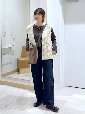 「アイテム（ベスト）」を使った、nonさん（レディース・166cm・40代）の秋コーディネート