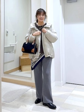 「GLOBAL WORK（グローバルワーク）のエアリュクスダウンフードブルゾン/495695（ダウンジャケット/コート）」を使った、nonさん（レディース・166cm）の冬コーディネート