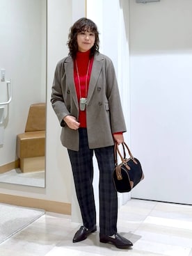 「GLOBAL WORK（グローバルワーク）のあったかウツクシルエットテーパードパンツ/575203（その他パンツ）」を使った、nonさん（レディース・166cm）の冬コーディネート